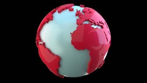News Globe Rotating Red White - 3D Render