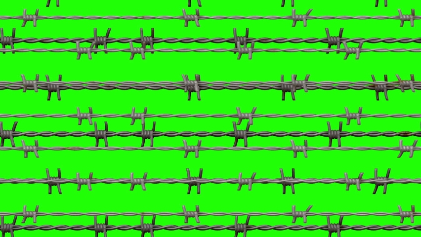Iron wire fence green screen. 3d animation Royalty-Free Stock Footage #1089990701