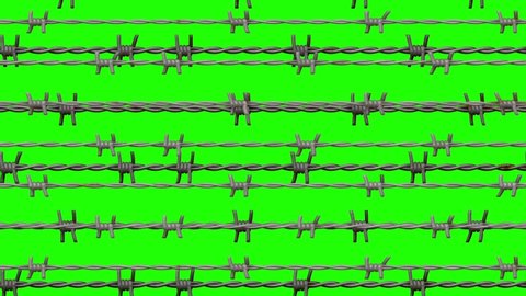 Iron wire fence green screen. 3d animation