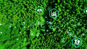 Green forest aerial view and environmental technology concept. Green tech. Ecology. Green transformation. GX. SDGs. - Powered by Shutterstock - Get 15% off with code: PIKWIZARD15