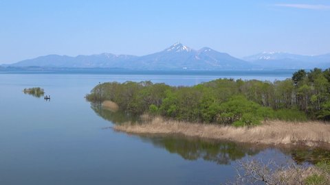 Lake Inawashiro and Mt. Bandai (Koriyama City, Fukushima Prefecture, Konan Town)