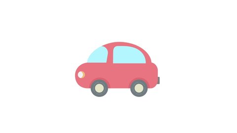 Cute Car Running Animation. White Background