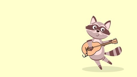 
Animals. Funny little raccoon playing guitar. Background, design, cartoon.
Free space for your text.