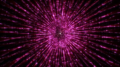 Abstract Glowing Center hypnotic glittering pink star rotation Kaleidoscope Visual Loop. 4K 3D seamless looping fractal blue spark magic blaze mandala background for VJ DJ loop stage, transition