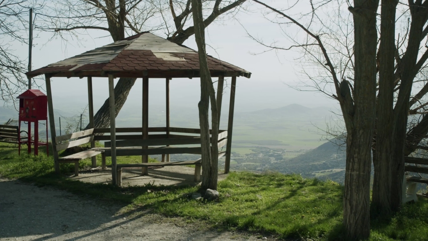 Abandoned wooden kiosk Mountain View