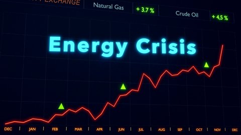 Energy Crisis - era of high gas and oil prices. chart of rising gas and oil prices as symbol for energy crisis. Commodity, depression era and energy concept. Animation