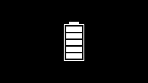 White picture of battery on a black background. charged battery on your gadget. Distortion liquid style transition icon for your project. 4K video animation for motion graphics and compositing.