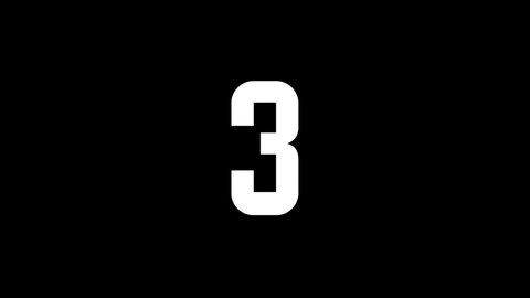 White picture of three on a black background. prime number, counting. teaching. Distortion liquid style transition icon for your project. 4K video animation for motion graphics and compositing.