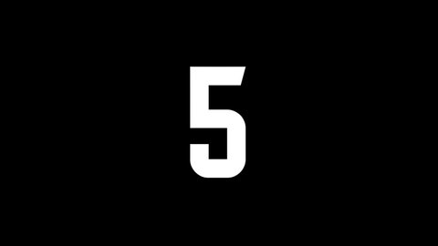 White picture of five on a black background. prime number, counting. teaching. Distortion liquid style transition icon for your project. 4K video animation for motion graphics and compositing.