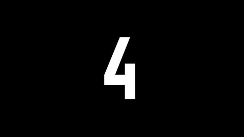 White picture of four on a black background. prime number, counting. teaching. Distortion liquid style transition icon for your project. 4K video animation for motion graphics and compositing.