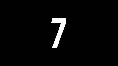 White picture of seven on a black background. prime number, counting. teaching. Distortion liquid style transition icon for your project. 4K video animation for motion graphics and compositing.