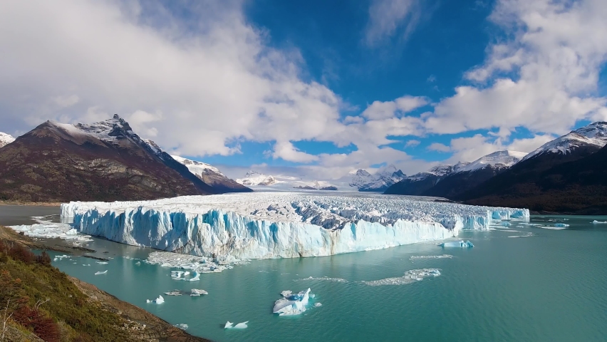 Los Glaciares National Park at El Calafate at Patagonia Argentina. Stunning landscape of iceberg in Patagonia. Perito Moreno Glacial. Patagonia landscape. Travel destination of El Calafate Argentina. | Shutterstock HD Video #1090015513