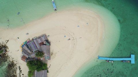 Aerial view drone video of Amazing small island beautiful tropical sandy beach landscape view at koh Khai maew Island in Phang Nga Thailand,Amazing small island in tropical sea