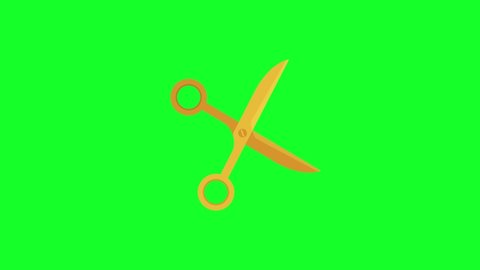 Golden Scissors Cut Animated Isolated Green Stock Footage Video (100% ...