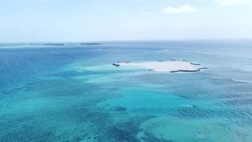 Aerial view of white sand island, Maldives. High quality 4k footage