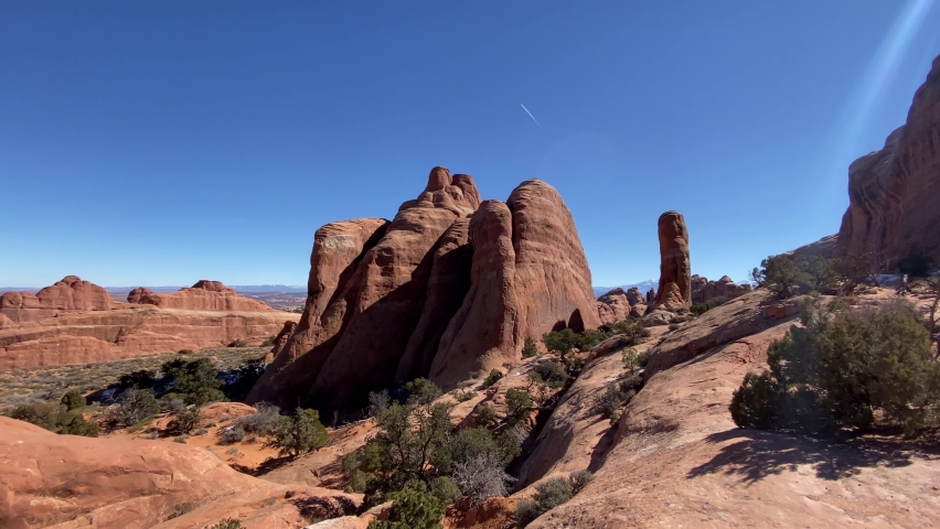 Panoramic view of the rock formations of Arches National Park