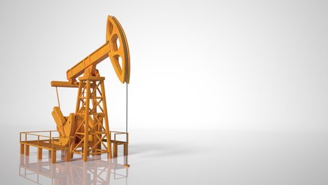 Pumping Oil Rig On a white background. Pumping jack for extracting crude oil from an oil well. Fossil fuel energy. Equipment for the Oil Industry.