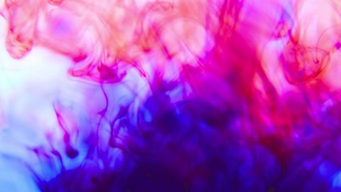 vibrant colored purple ink in water, 4K image of slow moving ink cloud, attractive magic abstract of vivid multi-colored ink