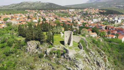 Medieval fortress Gradina on the cliffs of the Cikola River canyon, DrniS town in Croatia