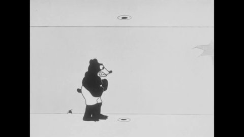 CIRCA 1925 - In this animated film, a bear boxes his own shadow.