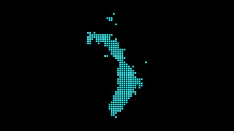 Lord Howe Island digital map. Map of Lord Howe Island in dotted style. Border shape filled with rectangles. Beautiful video.