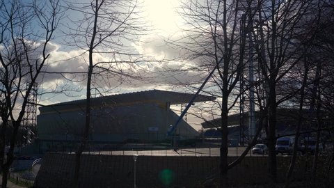 BIRMINGHAM, UK - 2022: Abstract construction view of Birmingham 2022 Alexander stadium work