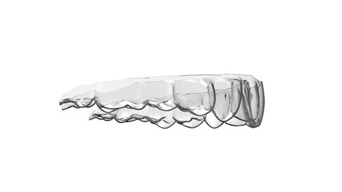 Invisible clear transparent aligner close up spinning