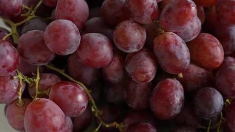 Closeup view 4k video footage of red seeded organic grapes raisins. Fruits of Chile. Grapes video background