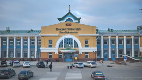 Ulan-Ude, Buryatia, Russia - August 9, 2021: Ulan-Ude Railway Station