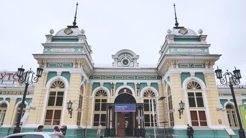 Irkutsk, Russia - August 21 , 2021: Railway station of Irkutsk Russia
