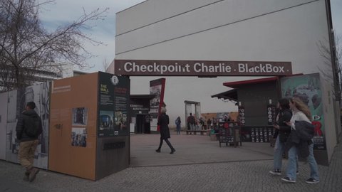 March 14, 2022. Berlin. Germany. Checkpoint Charlie. Berlin Wall crossing point between East and West Berlin during the Cold War. Checkpoint C. World War II. Checkpoints of U.S. to Soviet zone 