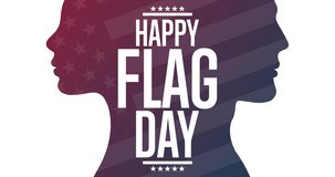 Happy Flag Day. June 14. Flat holiday animation. Motion graphic design. 4K, HD loop footage. 