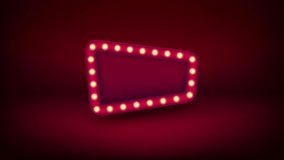 Red illuminated cinema style frame with glowing lamps. 3d 60 fps footage - Powered by Shutterstock - Get 15% off with code: PIKWIZARD15