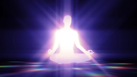 looped 3d animation inner radiance of a meditating person