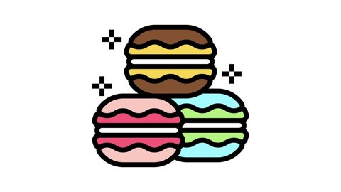 macaroons cookies color icon animation