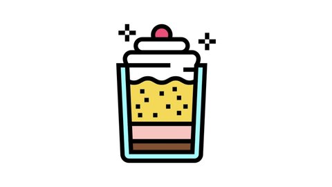 creamy dessert cup color icon animation