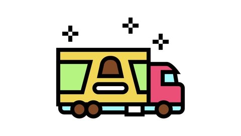 truck transportation candy color icon animation