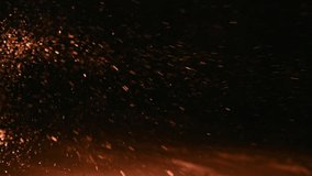 Beautiful shine Floating Dust Particles with Flare Black Background in Slow Motion. video of Dynamic Wind Particles In Air With Bokeh. Winter snow falling flying snowflakes chaotic amorphous fairytale