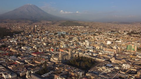 Aerial view of the city of Arequipa from the Plaza de Armas. Peru
