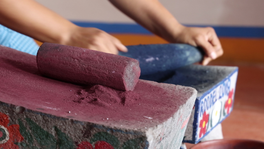 Grinding Natural Ingredients to Make Dye