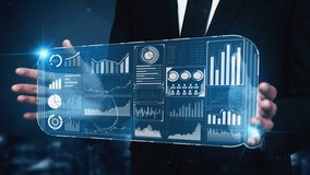 Big Data Technology for Business Finance Analytic conceptual. Modern graphic interface shows massive information of business sale report, profit chart and stock market analysis on screen monitor. - Powered by Shutterstock - Get 15% off with code: PIKWIZARD15