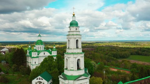 Aerial view. Mharsky monastery in the Poltava region in Ukraine