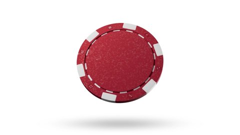 Close up. Slow motion. Isolated. Loop video. Green screen. Levitation red poker chips, tokens on white background. Concept of casino, game design, advertising, win. Poker chip 4k stock footage