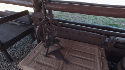 Old weaving loom wooden machine