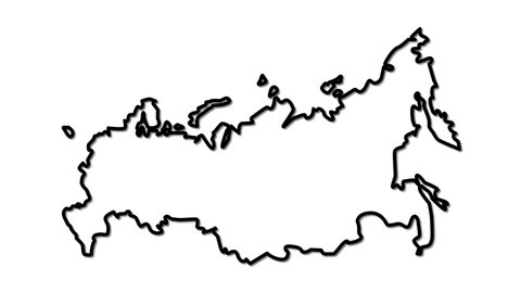 Self drawing animation of Russia map. Russian territory outline.