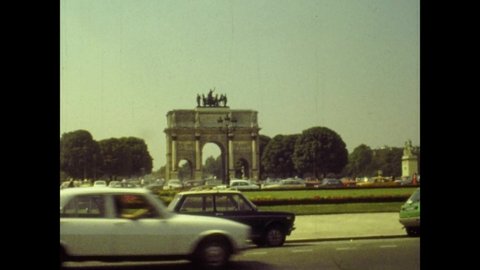 PARIS, FRANCE JULY 1976: Arc de Triomphe in Paris in 70's. Triumph arc in Paris in 70s