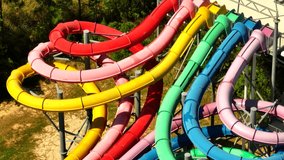 Colorful water park slide tubes