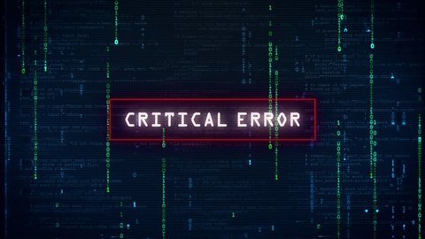 Critical Error Warning Message. Digital Critical error warning and noise glitch effect.