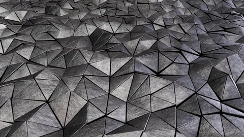 Realistic looping abstract 3D animation of the moving stone or granite or concrete triangles pattern rendered in UHD as motion background