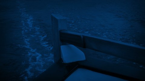 Using Boat Rudder On Boat At Night
